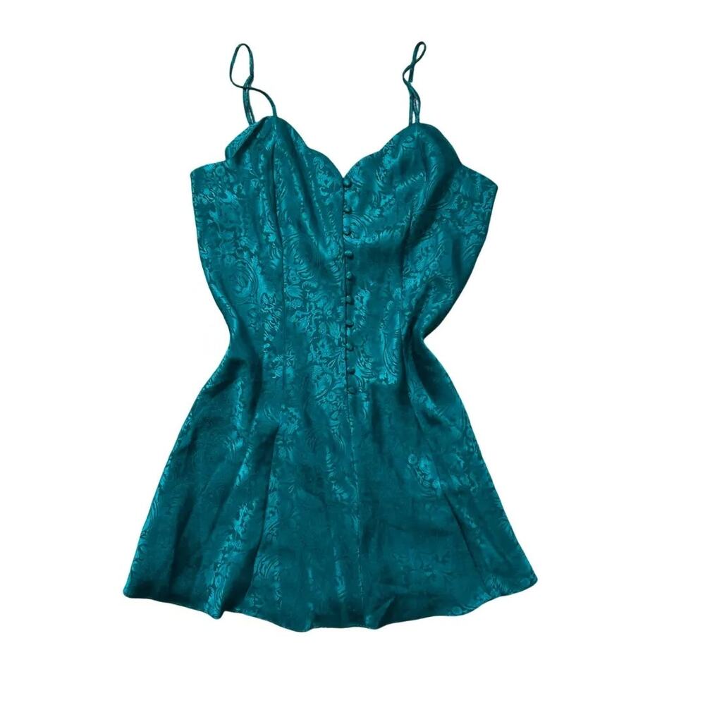 Victoria's Secret Gold Label Vintage 1990s Green Babydoll Chemise Sleeveless M